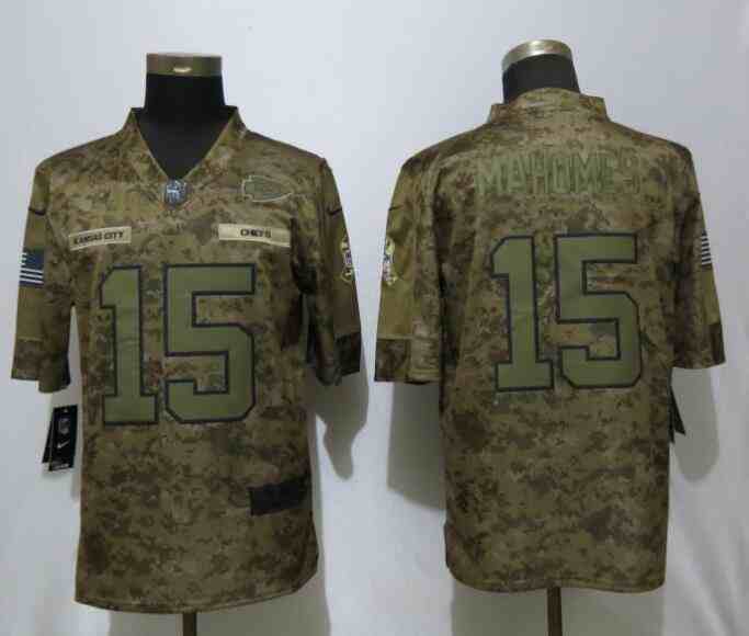 New Nike Kansas City Chiefs 15 Mahomes Nike Camo Salute to Service Limited Jersey