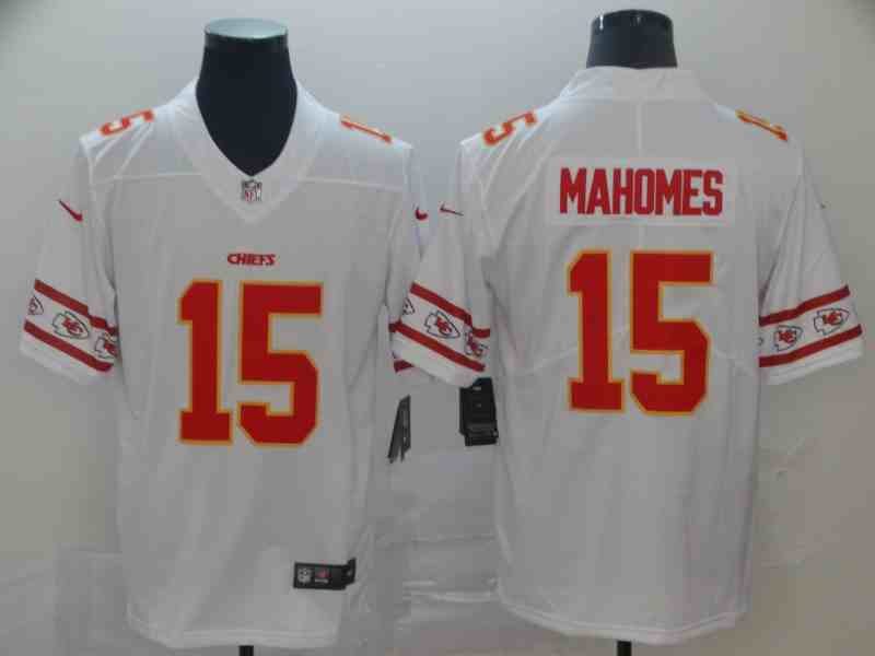 Nike Chiefs 15 Patrick Mahomes White Team Logos Fashion Vapor Limited Jersey