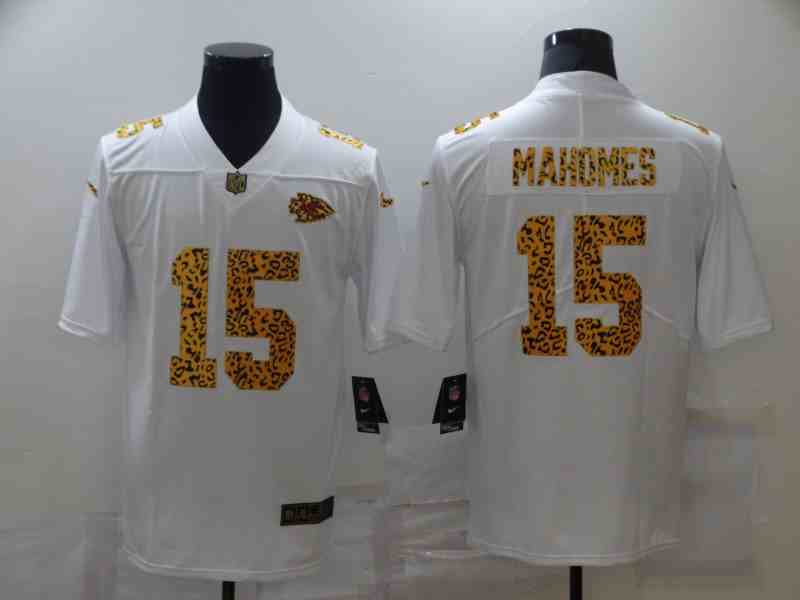 Nike Chiefs 15 Patrick Mahomes White Leopard Vapor Untouchable Limited Jersey