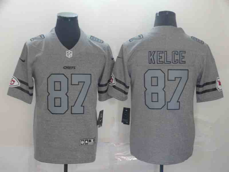 Nike Chiefs 87 Travis Kelce 2019 Gray Gridiron Gray Vapor Untouchable Limited Jersey