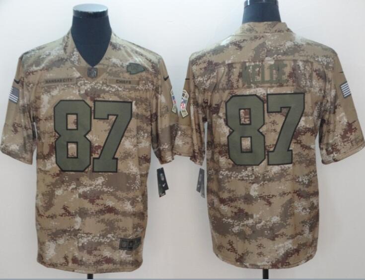 Men’s Kansas City Chiefs 87 Travis Kelce Camo Salute To Service Limited Stitched NFL Jersey