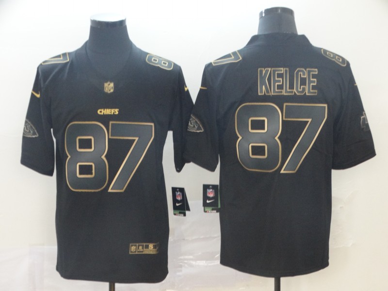 Nike Chiefs 87 Travis Kelce Black Gold Vapor Untouchable Limited Jerseys