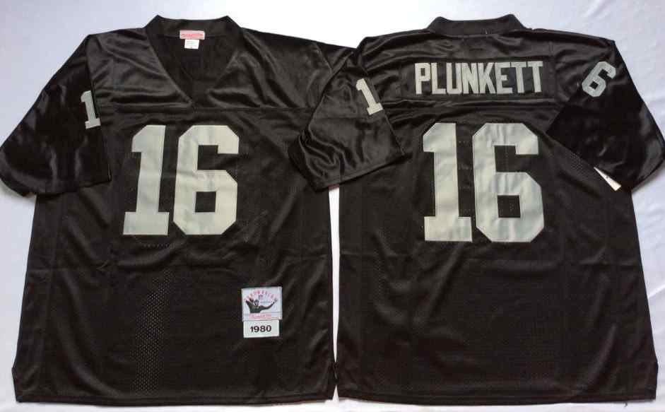 Men's Las Vegas Raiders #16 Jim Plunkett 1980 Throwback Black Jersey
