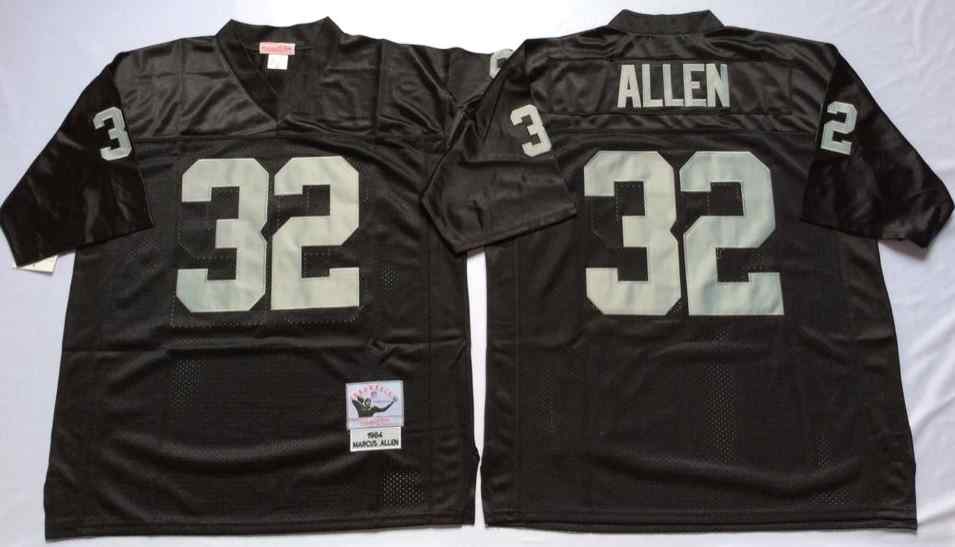 Men's Las Vegas Raiders # 32 Marcus Allen Throwback Black Jersey