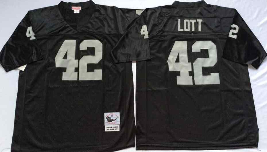 Men's Las Vegas Raiders #42 Ronnie Lott Throwback Black Jersey