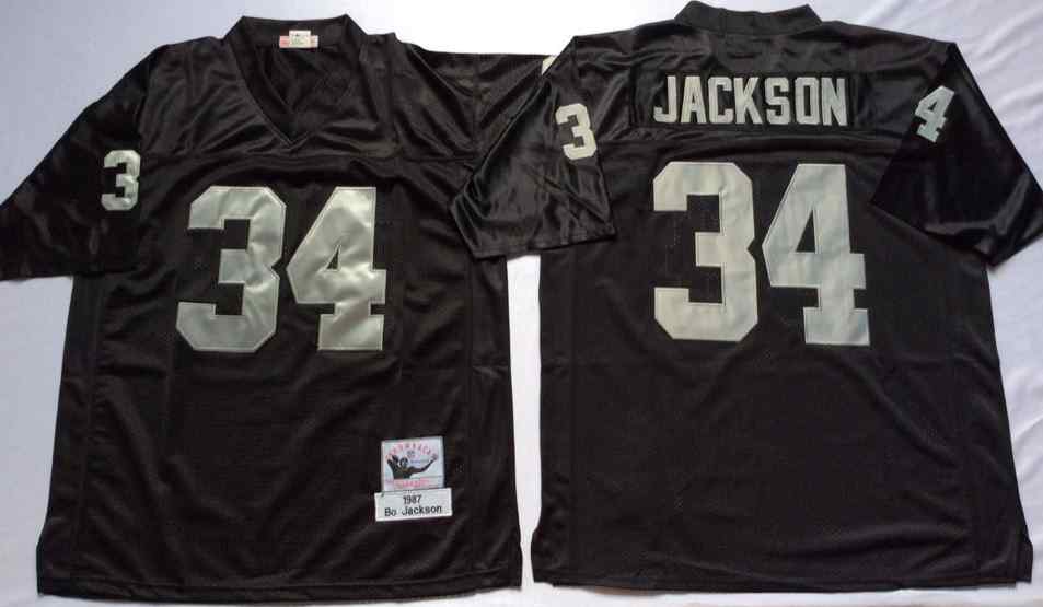Men's Las Vegas Raiders #34 Bo Jackson Throwback Black Jersey
