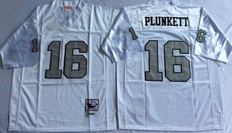 Oakland Raiders 16 Jim Plunkett 1980 Throwback WhiteSilver Jersey