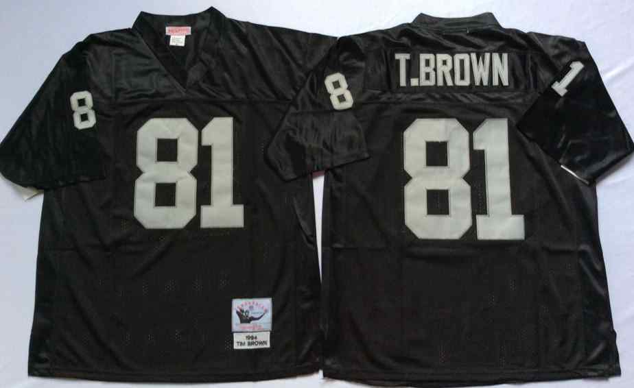 Men's Las Vegas Raiders #81 Tim Brown Throwback Black Jersey