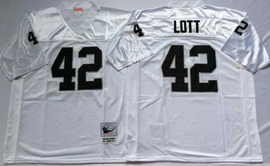 Men's Las Vegas Raiders #42 Ronnie Lott Throwback White Jersey