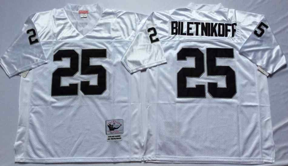 Men's Las Vegas Raiders #25 Fred Biletnikoff Throwback White Jersey