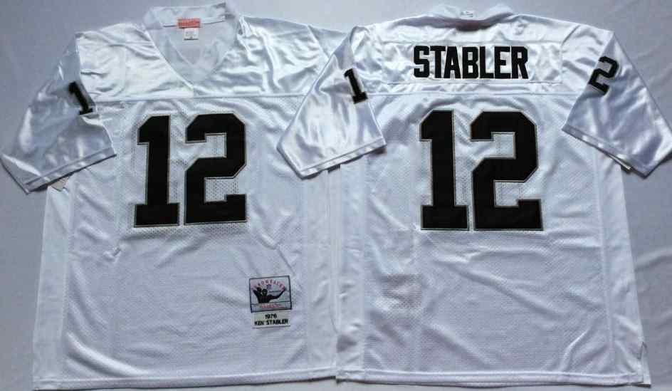 Men's Las Vegas Raiders #12 Ken Stabler 1976 Throwback White Jersey