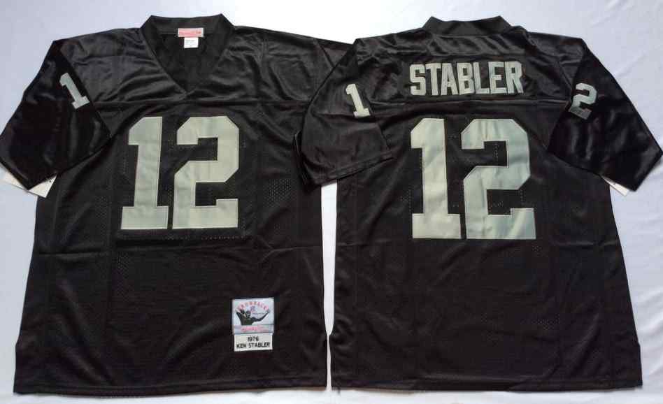 Men's Las Vegas Raiders #12 Ken Stabler 1976 Throwback Black Jersey