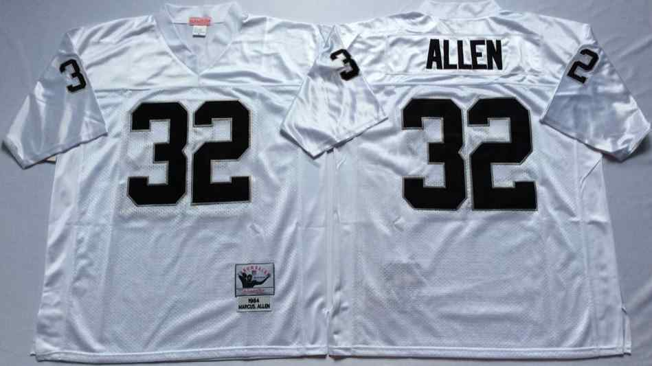 Men's Las Vegas Raiders #32 Marcus Allen Throwback White Jersey