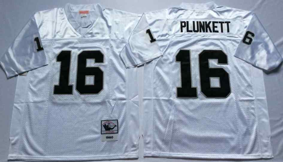 Oakland Raiders 16 Jim Plunkett 1980 Throwback White Jersey
