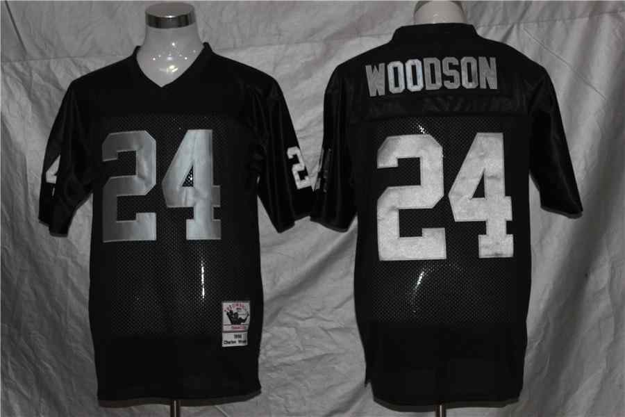 Men's Las Vegas Raiders #24 Charles Woodson Throwback Black Jersey