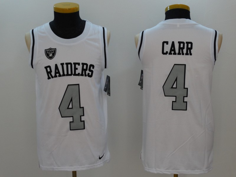Men's Nike Oakland Raiders 4 Derek Carr White Stitched NFL Limited Tank Top Jersey