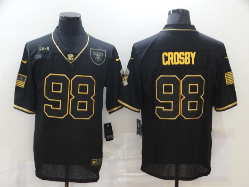 Nike Raiders 98 Maxx Crosby Black Gold 2020 Salute To Service Limited Jersey