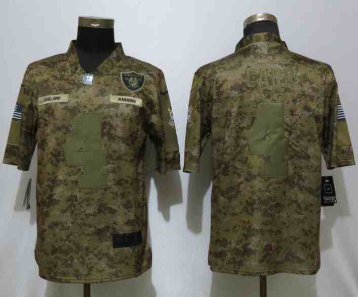 New Nike Oakland Raiders 4 Carr Nike Camo Salute to Service Limited Jersey