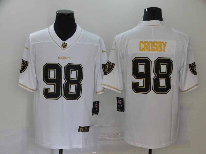 Nike Raiders 98 Maxx Crosby White Gold Vapor Untouchable Limited Jersey