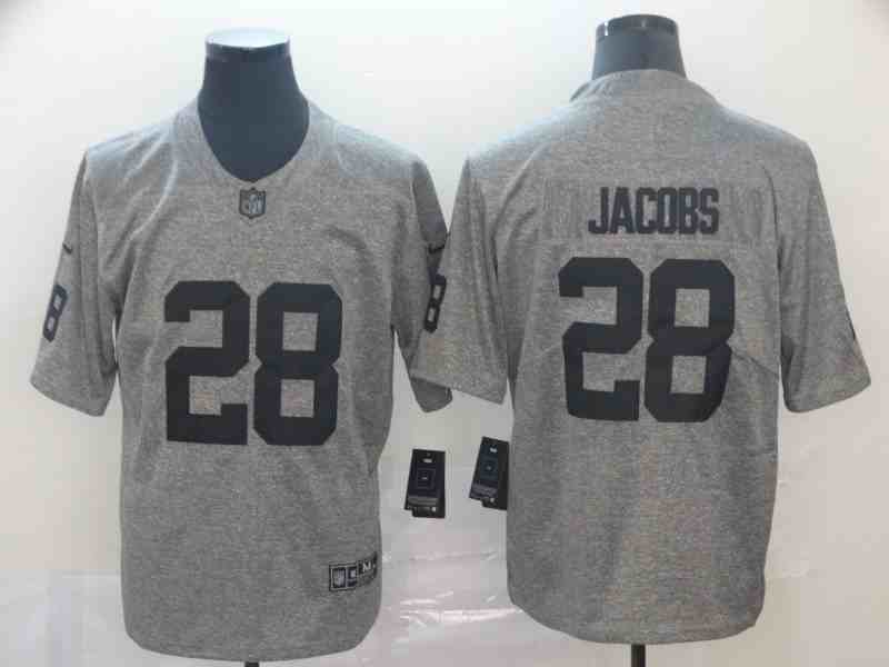 Nike Raiders 28 Josh Jacobs Gray Gridiron Gray Limited Jersey