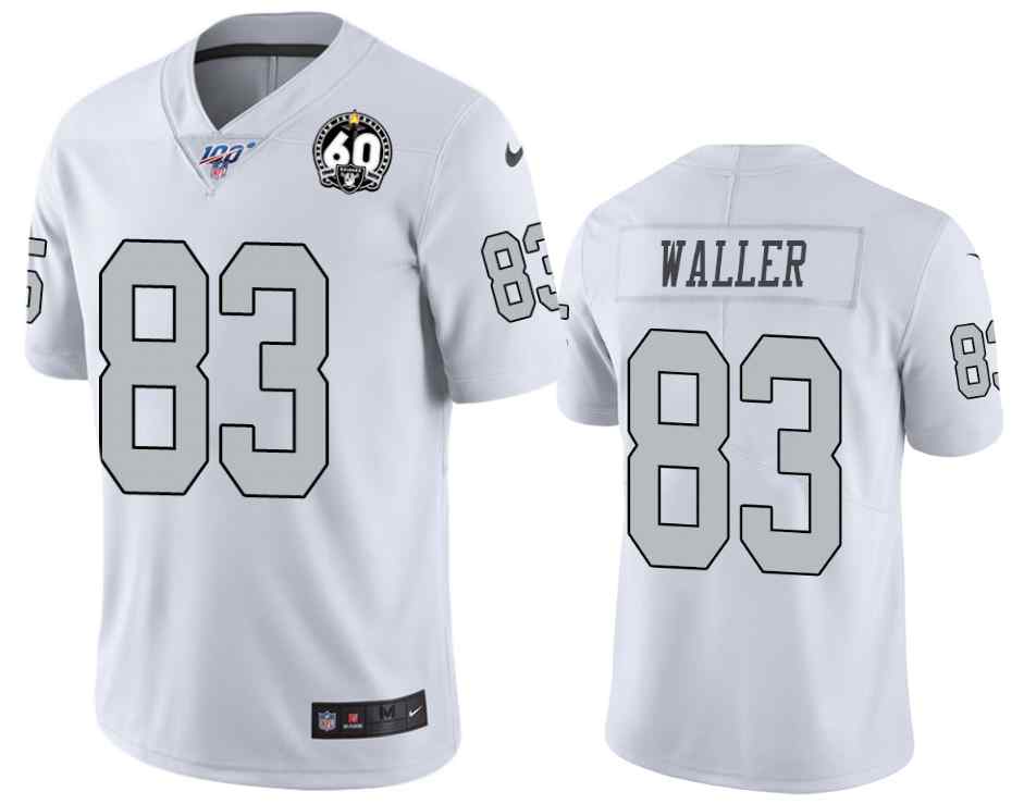 Men's  Raiders 83 Darren Waller White 100th Season With 60 Patch Color Rush Limited Stitched NFL Jersey