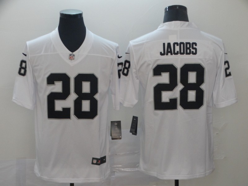 Men's Raiders 28 Josh Jacobs White Vapor Untouchable Limited Stitched NFL Jersey