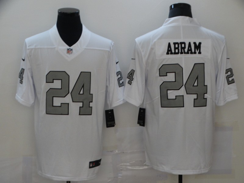 Men's Raiders 24 Johnathan Abram White Color Rush Limited Stitched NFL Jersey