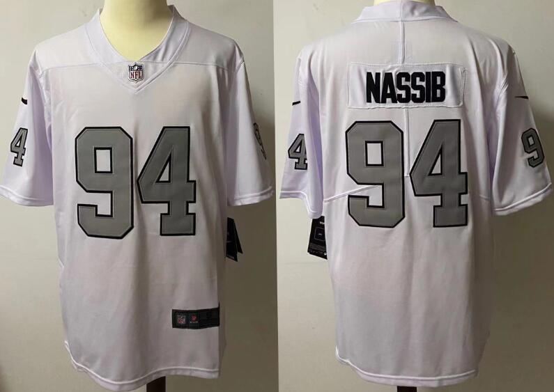 Men's Raiders 94 Carl Nassib White Color Rush Limited Stitched Jersey