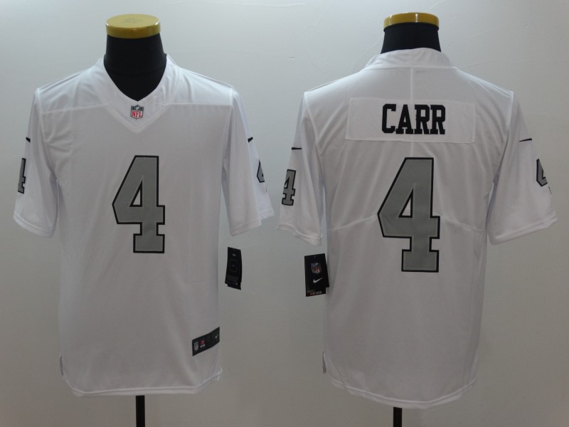Men's Raiders 4 Derek Carr White Color Rush Limited Stitched Jersey