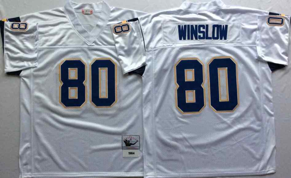 Chargers 80 Kellen Winslow Throwback White Jersey
