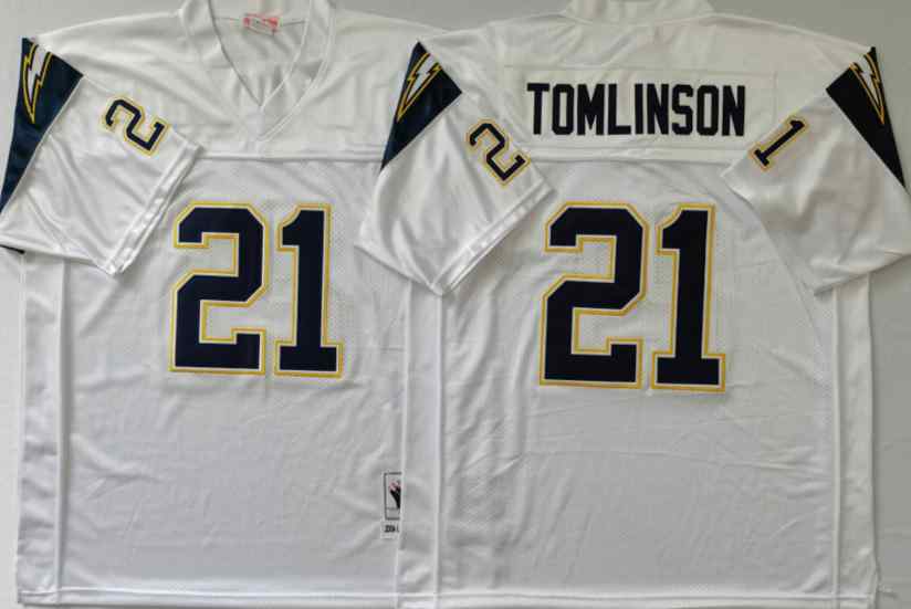 Chargers 21 Tomlinson Dark white Throwback jersey