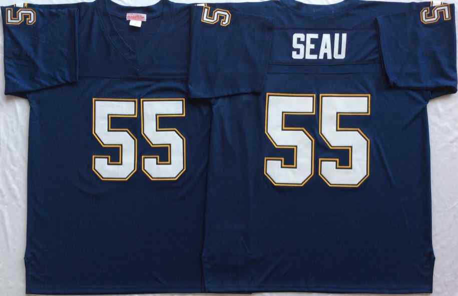 Chargers 55 Junior Seau Throwback Navy Blue Jersey