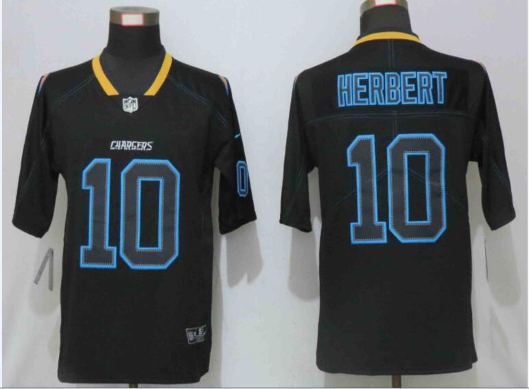 Men Nike  Chargers 10 Herbert Lights Out Black Elite Jerseys