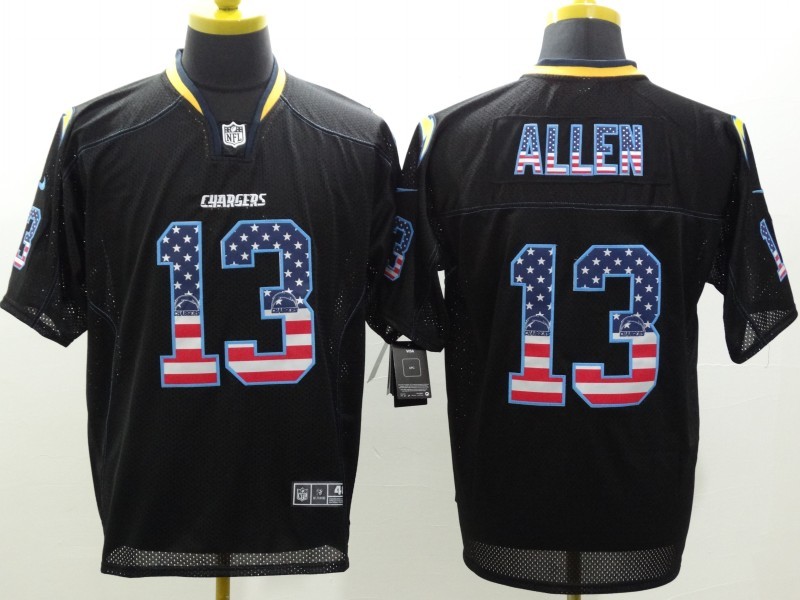 Nike Chargers 13  Keenan Allen Black USA Flag Fashion Limited Jersey