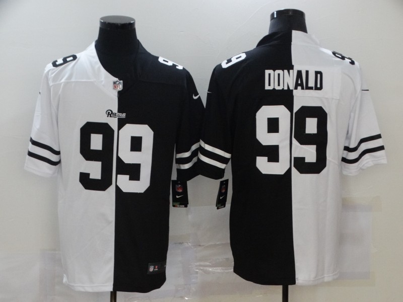 Nike Rams 99 Aaron Donald Black And White Split Vapor Untouchable Limited Jersey