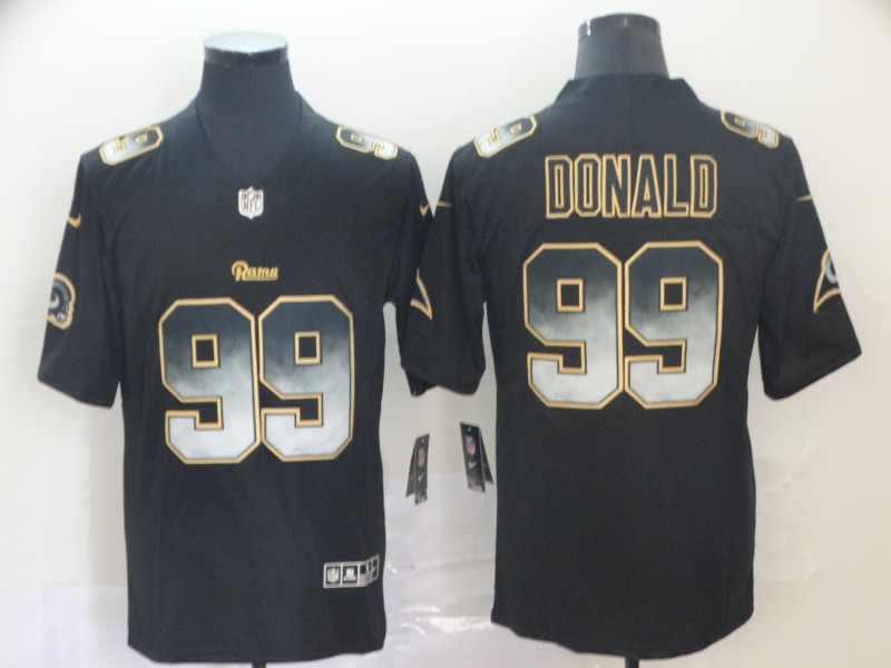 Men's Los Angeles Rams 99 Aaron Donald Black Smoke Fashion Limited Stitched NFL Jersey