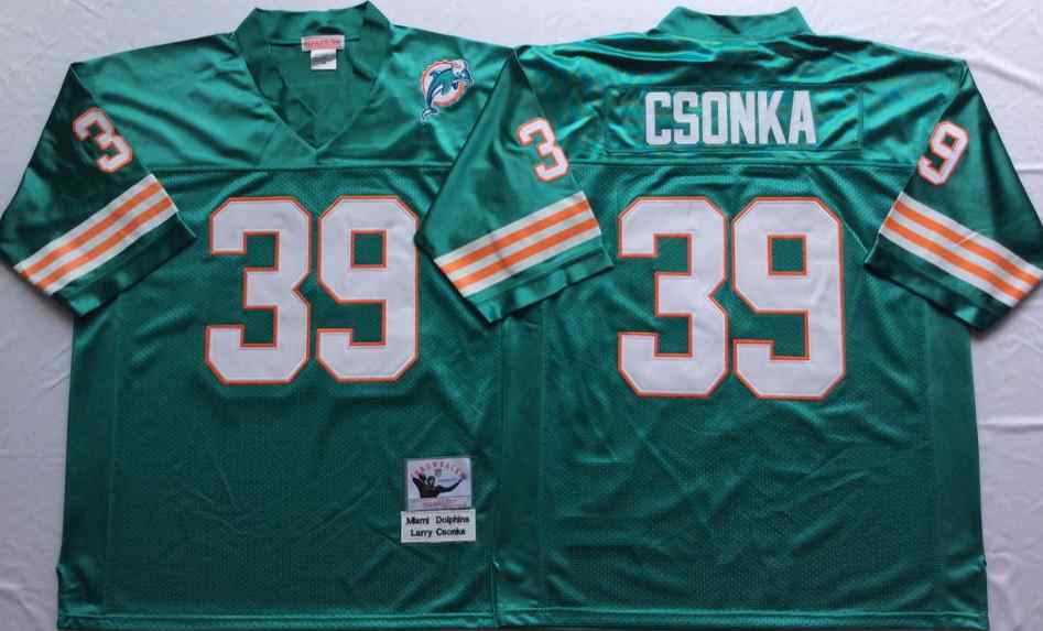 Miami Dolphins 39 Larry Csonka Throwback Aqua Jersey