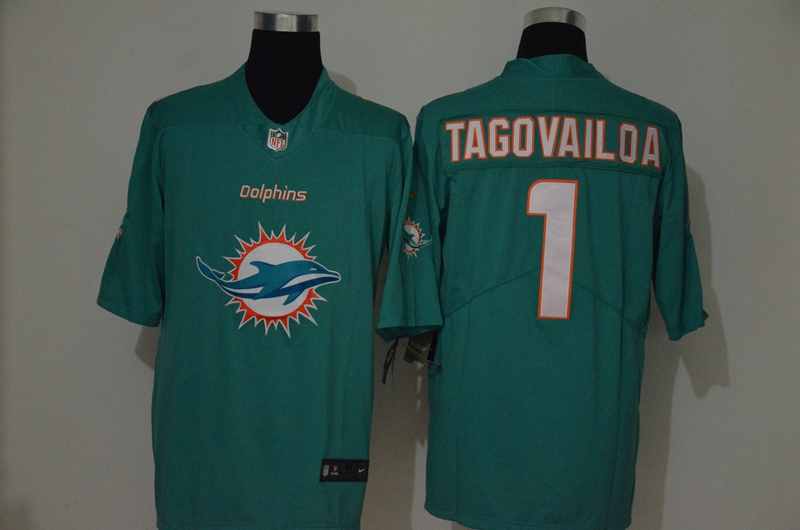 Nike Dolphins 1 Tua Tagovailoa Aqua Team Big Logo Vapor Untouchable Limited Jersey