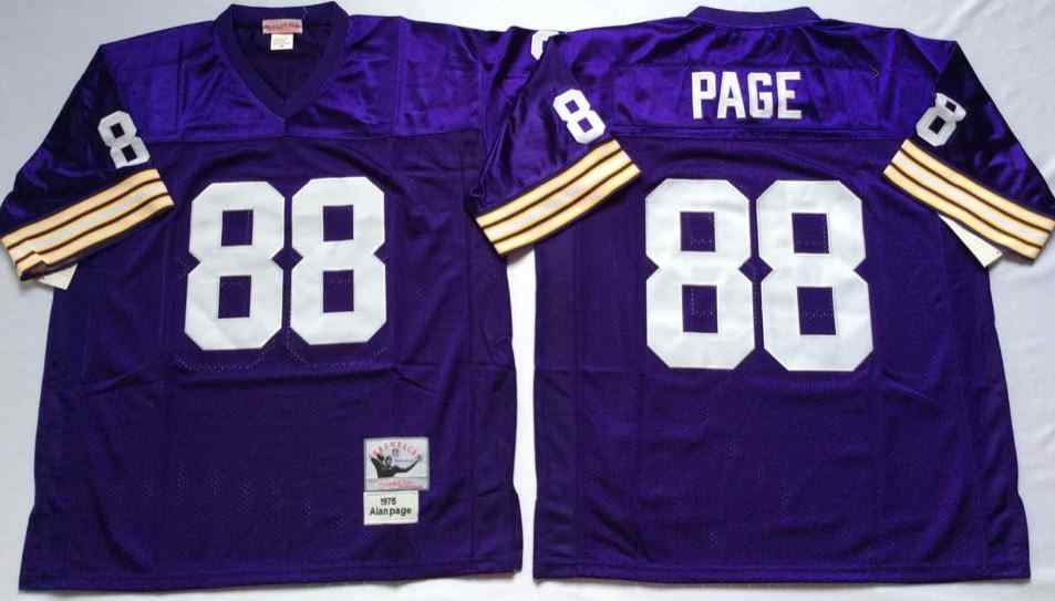 Minnesota Vikings 88 Alan Page 1975 Throwback Purple Jersey