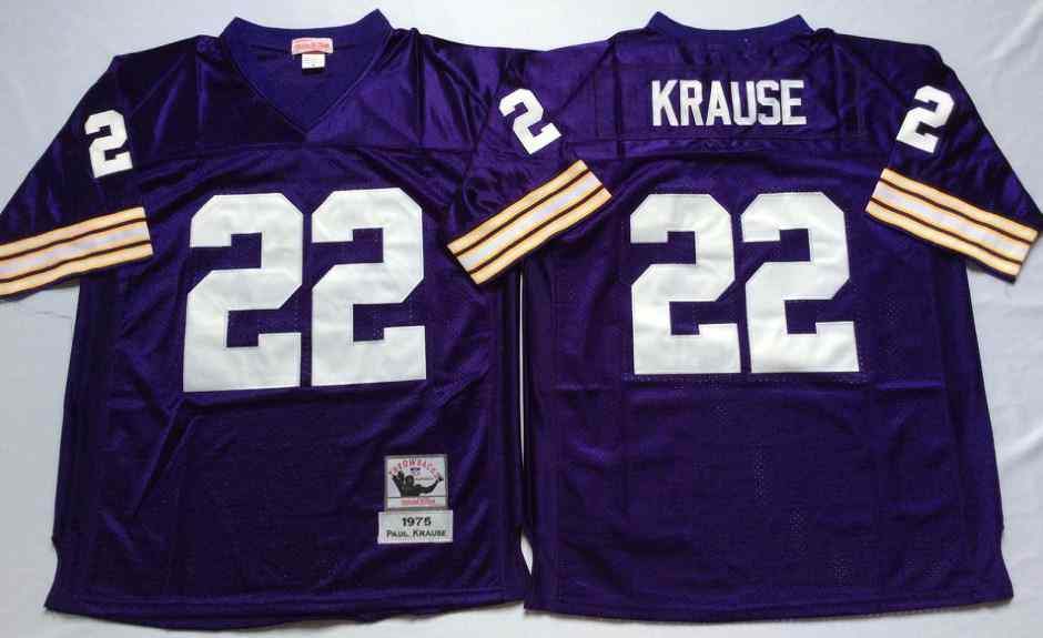 Minnesota Vikings 22 Paul Krause 1975 Throwback Purple Jersey