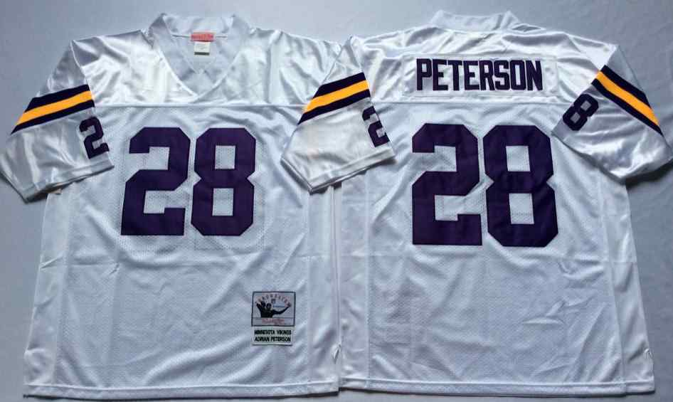 Minnesota Vikings 28 Adrian Peterson Throwback White Jersey