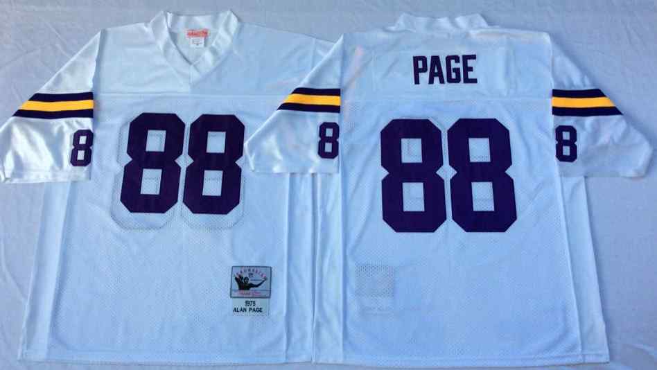 Minnesota Vikings 88 Alan Page 1975 Throwback White Jersey