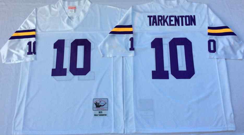 Minnesota Vikings 10 Fran Tarkenton 1975 Throwback White Jersey