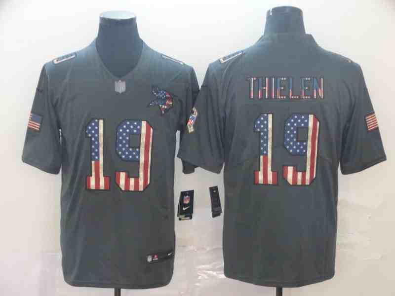 Nike Vikings 19 Adam Thielen 2019 Salute To Service USA Flag Fashion Limited Jersey