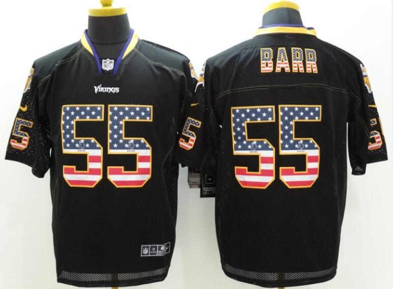 Nike Vikings  55 Anthony Barr Black Mens Stitched NFL Limited Rush USA Flag Jersey