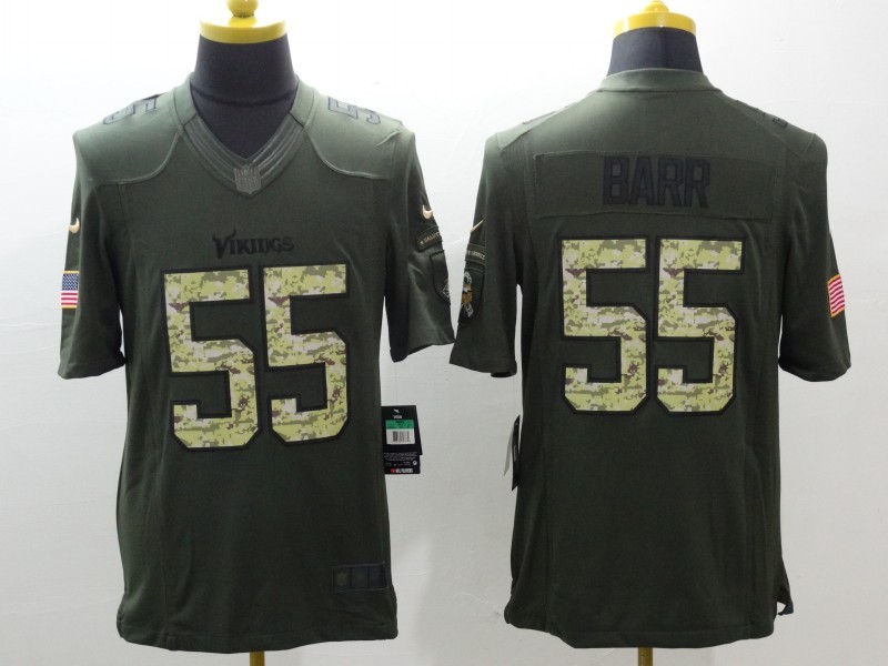Nike Vikings 55 Anthony Barr  Green Salute To Service Limited Jersey