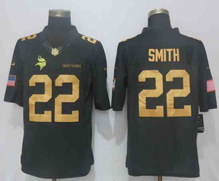Nike Vikings 22 Harrison Smith Anthracite Gold Salute to Service Limited Jerseys