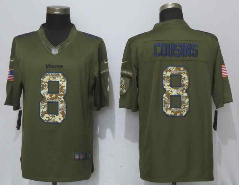 Nike Vikings 8 Kirk Cousins Green Salute To Service Limited Jersey