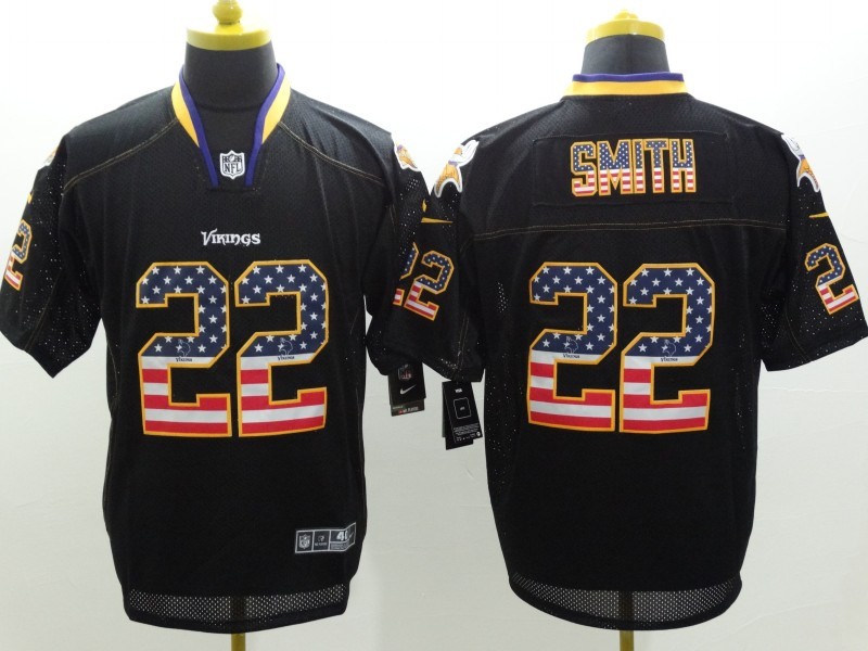 Nike Vikings 22 Harrison Smith  Black Mens Stitched NFL Limited Rush USA Flag Jersey