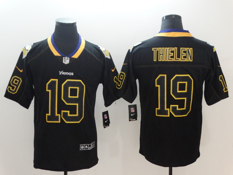 Nike Vikings 19 Adam Thielen Lights Out Black Mens Stitched NFL Limited Rush Jersey
